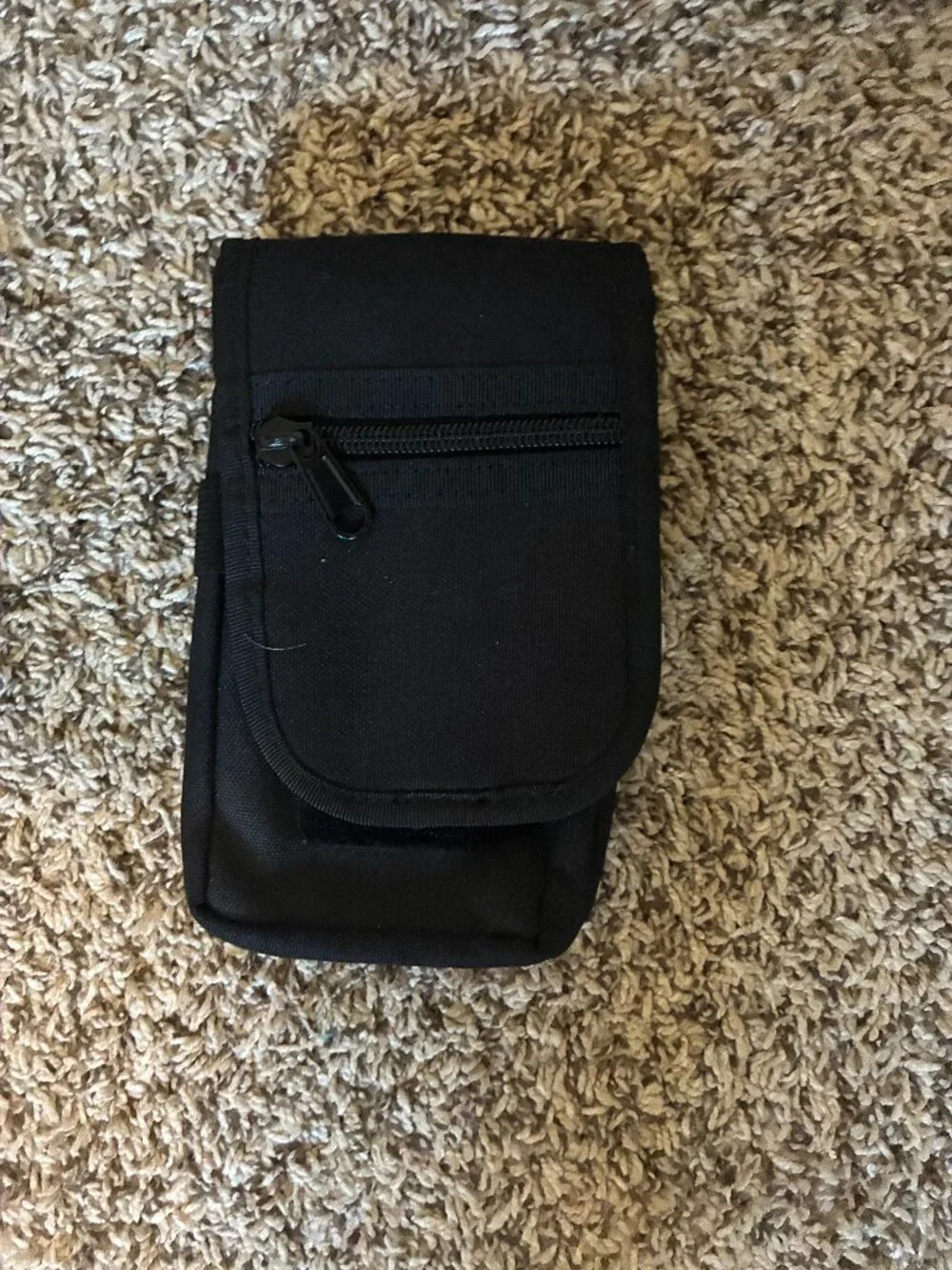 Black Cell Phone holder with compartments for ID, cards, etc.